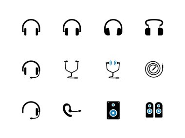 Headphones and speakers duotone icons. clipart