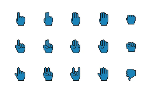 Pixel cursors duotone icons: mouse hands. — Stock Vector