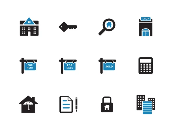 Real Estate duotone icons on white background. — Stock Vector