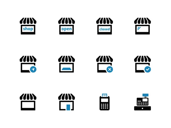 Иконки магазина дуотон на белом фоне . — стоковый вектор