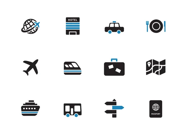 Reise-Duoton-Symbole auf weißem Hintergrund. — Stockvektor