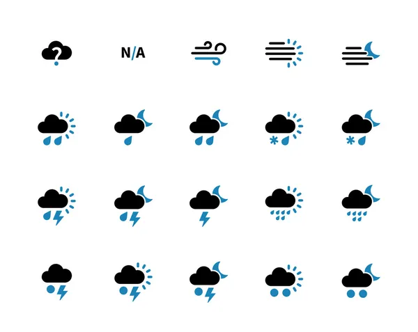 Wetter-Duoton-Symbole auf weißem Hintergrund. — Stockvektor