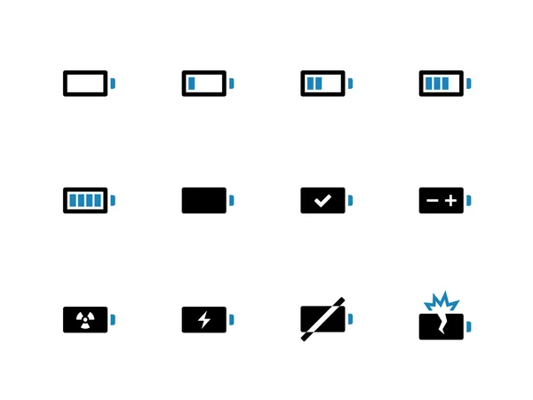 Batterie-Duotone-Symbole auf weißem Hintergrund. — Stockvektor