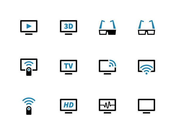 白い背景の上のテレビ ダブルトーン アイコン. — ストックベクタ