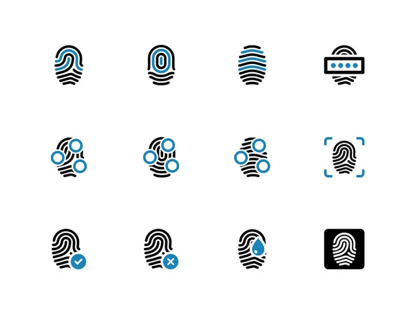 Fingerprint duotone icons on white background. — Stock Vector