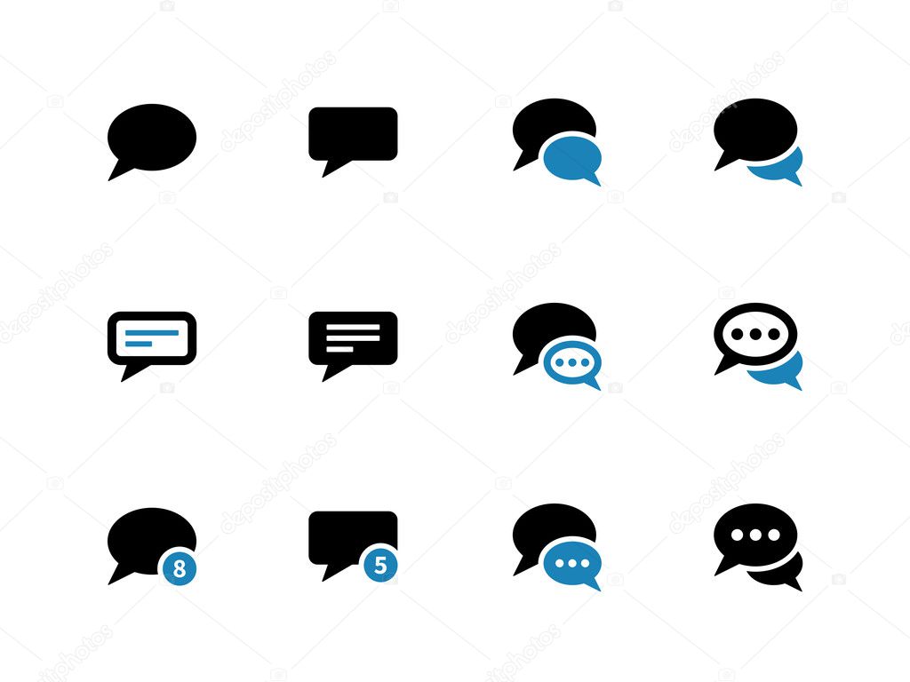 Message bubble duotone icons on white background.