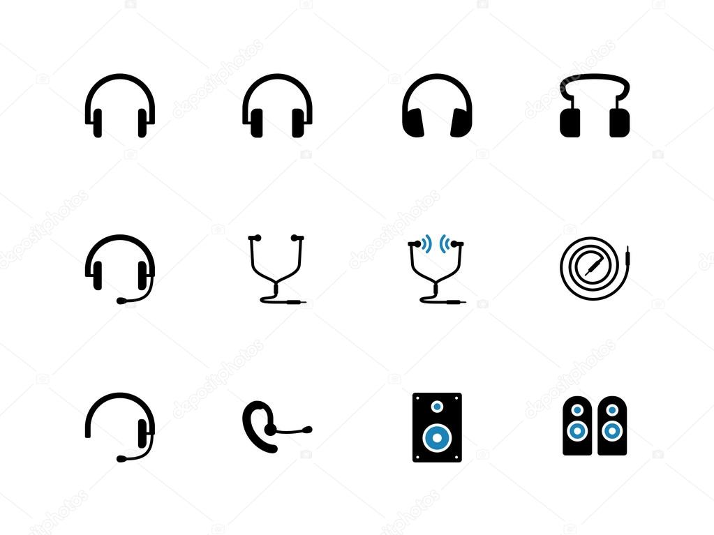 Headphones and speakers duotone icons.