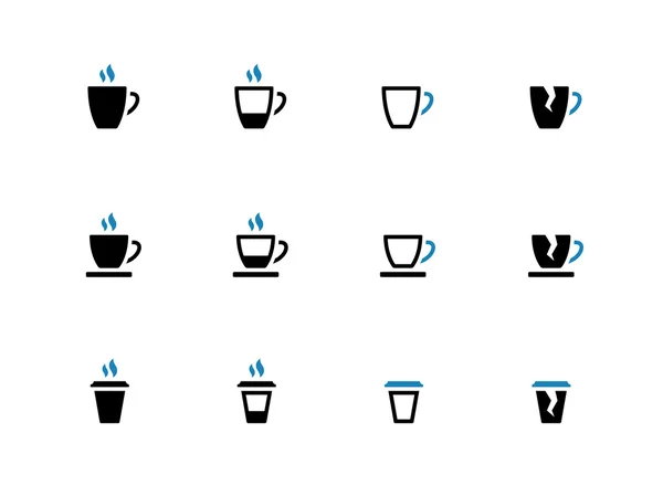 Mok thee en koffie beker duotoon pictogrammen. — Stockvector