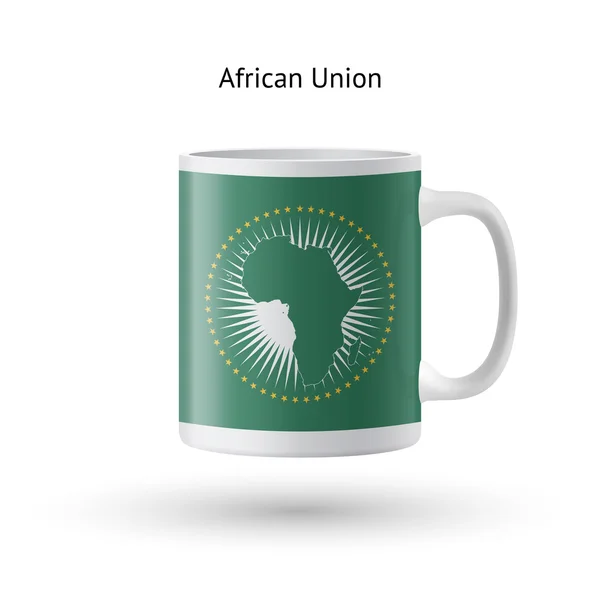 African Union flag souvenir mug on white background. — Stock Vector