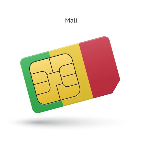 Mali téléphone portable carte SIM avec drapeau . — Image vectorielle