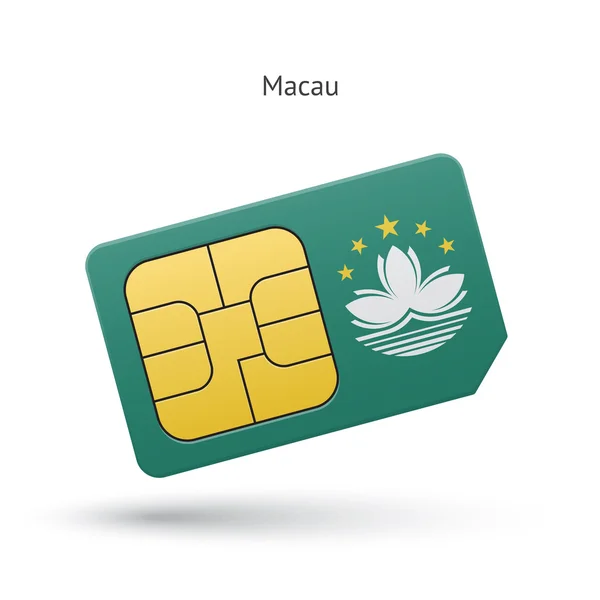 Scheda SIM del telefono cellulare Macao con bandiera . — Vettoriale Stock