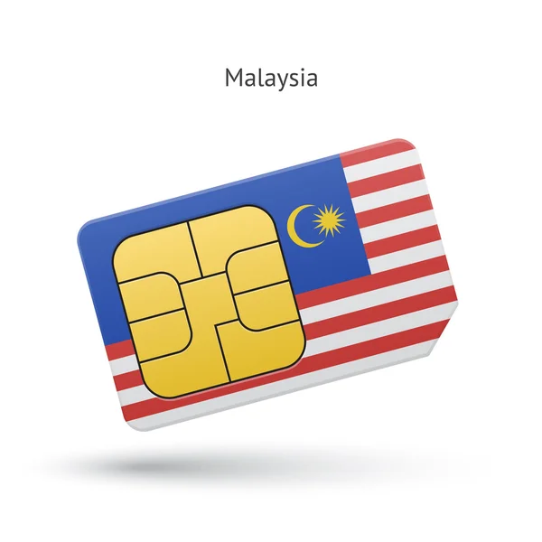 Malezja karty sim telefon komórkowy z flagą. — Wektor stockowy