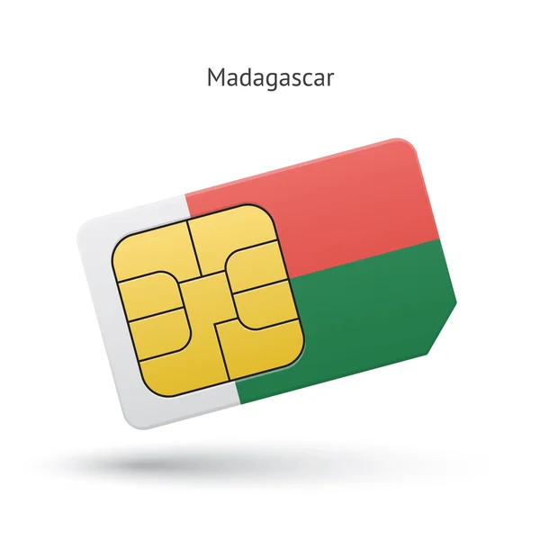 Madagascar mobile phone sim card with flag. — Stock Vector