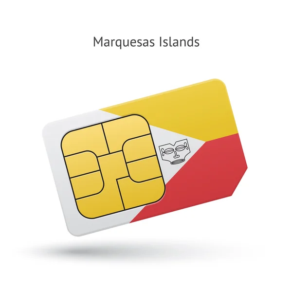 Marquesas Islands tarjeta SIM de teléfono móvil con bandera . — Archivo Imágenes Vectoriales