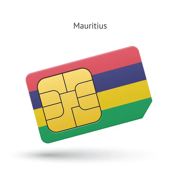 Mauritius mobile phone sim card with flag. — Stock Vector