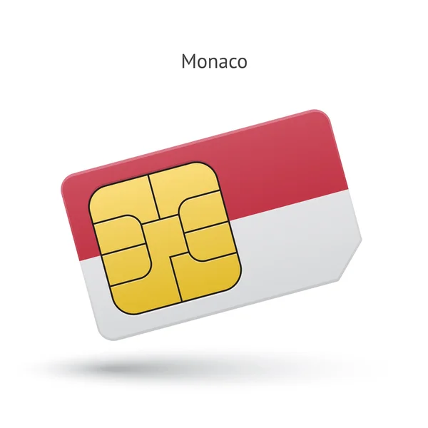 Mônaco cartão SIM do telefone móvel com bandeira . — Vetor de Stock