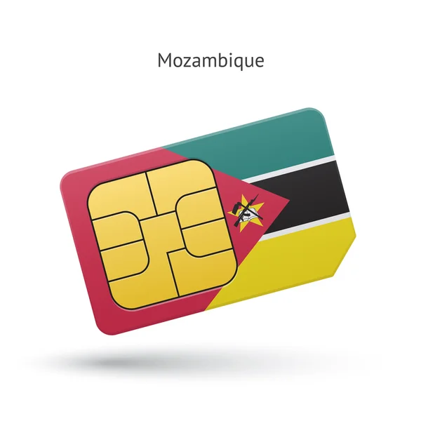 Mozambique mobile phone sim card with flag. — Stock Vector