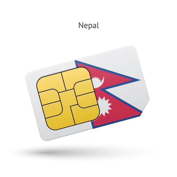 Nepal Handy-sim-karte mit fahne. — Stockvektor