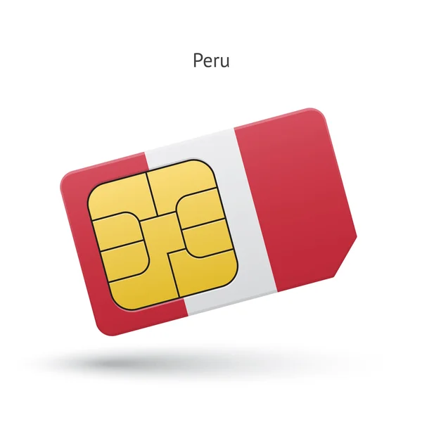 Peru cartão SIM do telefone móvel com bandeira . — Vetor de Stock