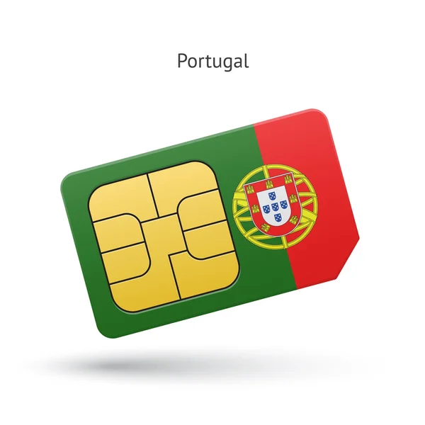 포르투갈 국기와 휴대 전화 sim 카드. — 스톡 벡터