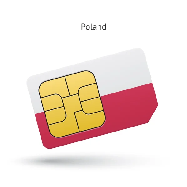 Polonia tarjeta SIM de teléfono móvil con bandera . — Vector de stock