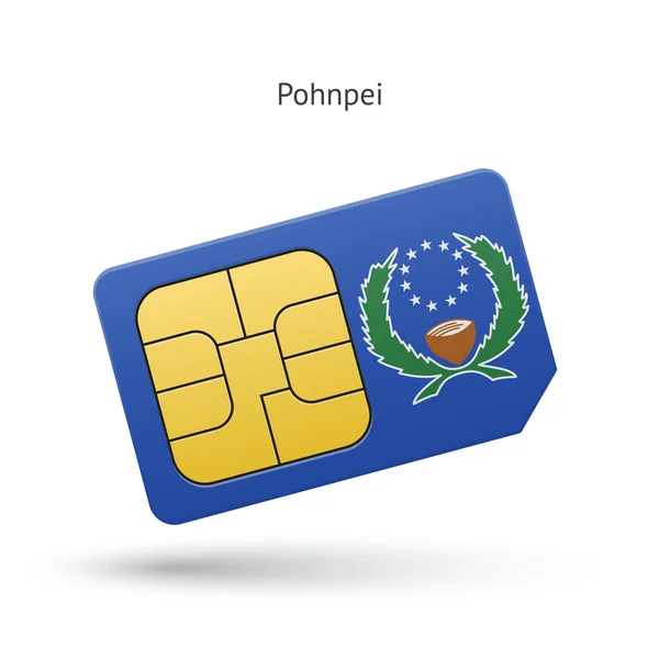 Pohnpei mobile phone sim card with flag. — Stock Vector