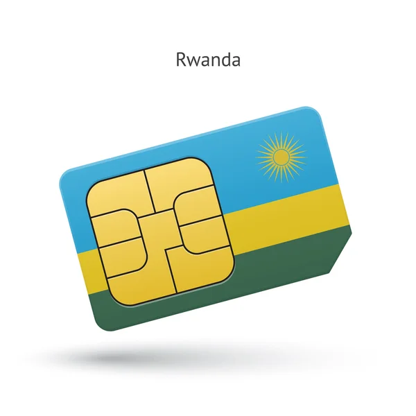 Rwanda mobile phone sim card with flag. — Stock Vector