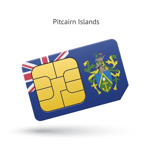 Scheda SIM del telefono cellulare Pitcairn Islands con bandiera . — Vettoriale Stock