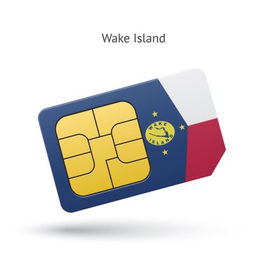 Wake Adası cep telefonu sim kart bayrak ile.