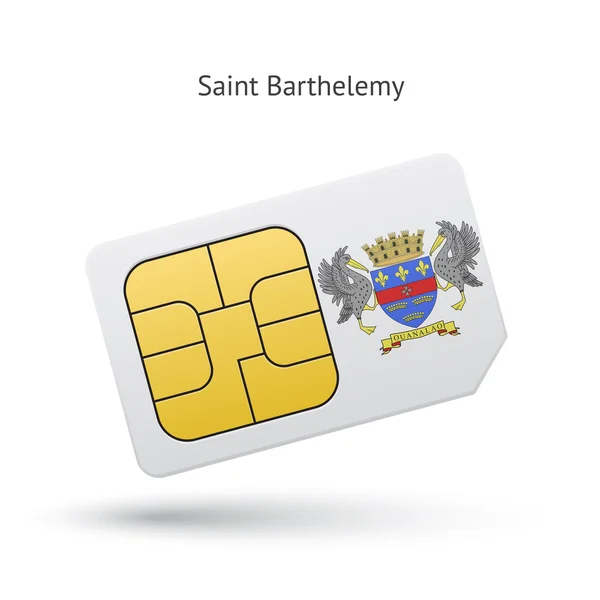 Saint Barthelemy cartão SIM do telefone móvel com bandeira . — Vetor de Stock