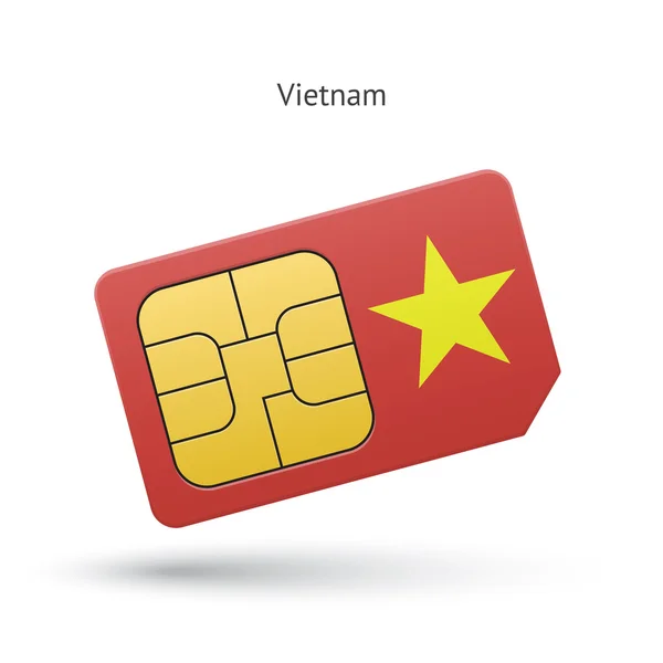 Vietnam téléphone portable carte SIM avec drapeau . — Image vectorielle