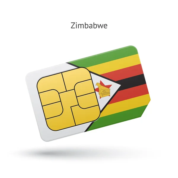 Zimbabwe mobile phone sim card with flag. — Stock Vector