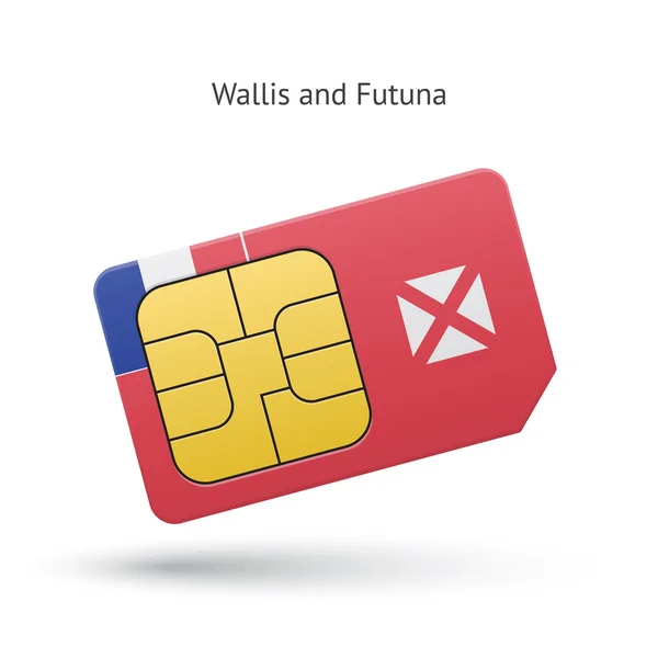 Wallis ve futuna cep telefonu SIM kartla birlikte bayrağı. — Stok Vektör