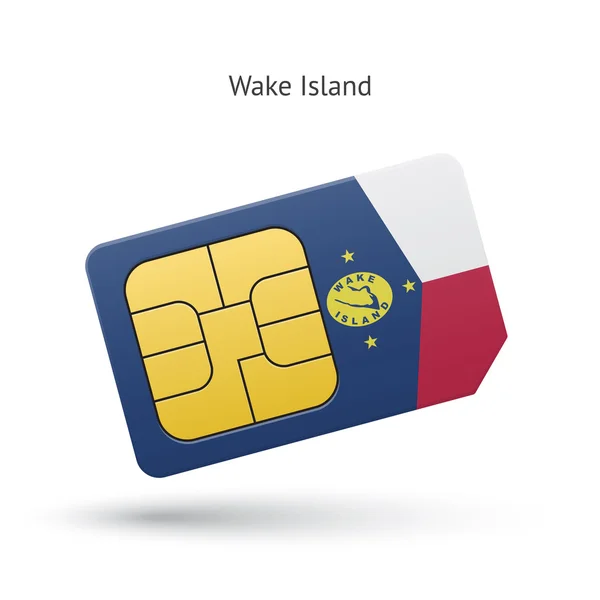 Wake Island mobile phone sim card with flag. — Stock Vector