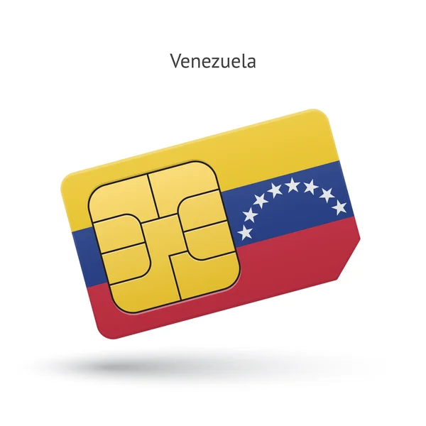 Venezuela mobile phone sim card with flag. — Stock Vector