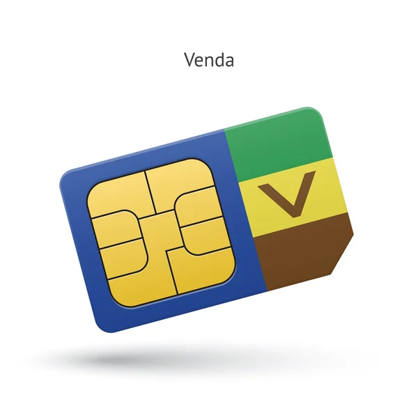 Scheda SIM del telefono cellulare Venda con bandiera . — Vettoriale Stock