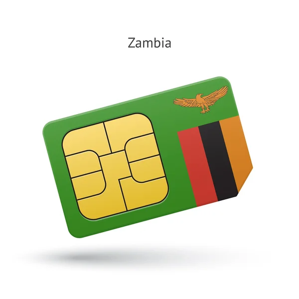 Zambia mobile phone sim card with flag. — Stock Vector