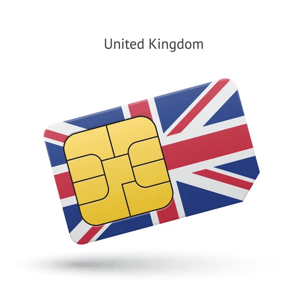 United Kingdom mobile phone sim card with flag. — Stock Vector