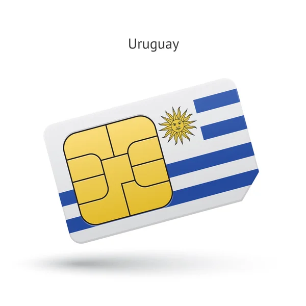 Uruguay mobile phone sim card with flag. — Stock Vector