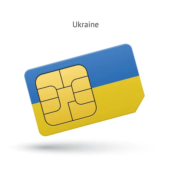 Ucraina scheda SIM del telefono cellulare con bandiera . — Vettoriale Stock