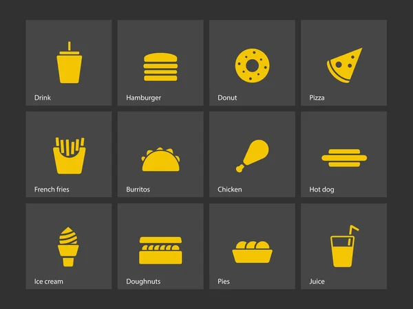 Iconos de comida rápida. — Vector de stock