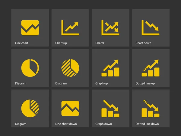 Gráfico de líneas e iconos de diagrama . — Vector de stock