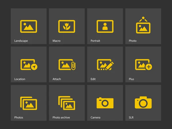 Fotos e iconos de la cámara . — Vector de stock