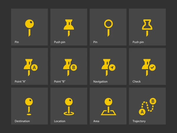 Mapeo de iconos Pin . — Archivo Imágenes Vectoriales