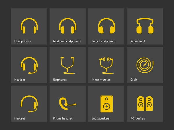 Auriculares iconos . — Vector de stock