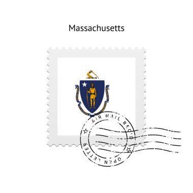 massachusetts Devlet bayrağı posta pulu.