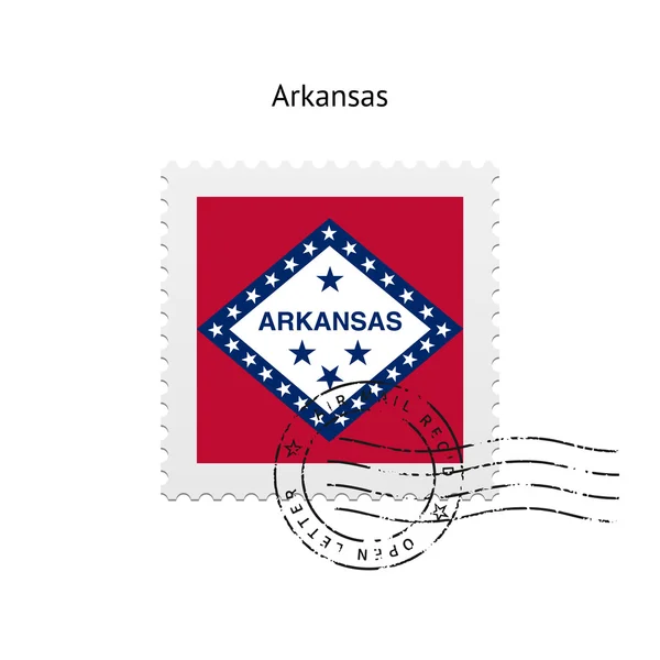 Estado do Arkansas bandeira selo postal . —  Vetores de Stock