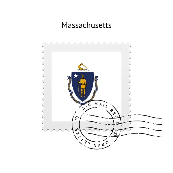 Estado de Massachusetts sello postal de la bandera . — Archivo Imágenes Vectoriales