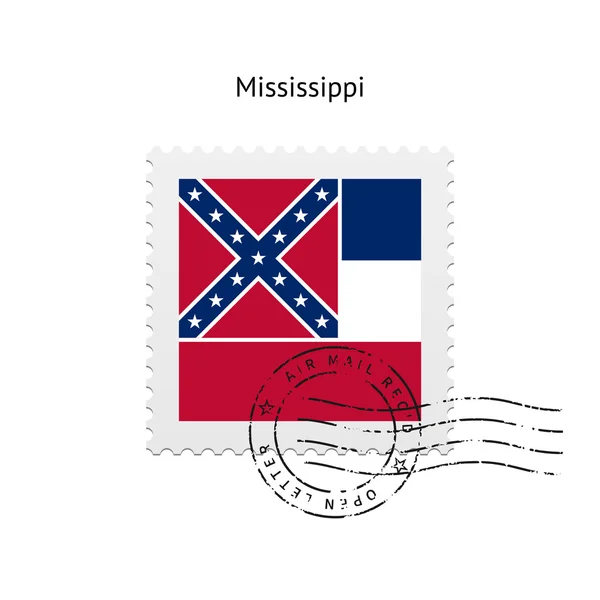 Stato del Mississippi francobollo bandiera . — Vettoriale Stock