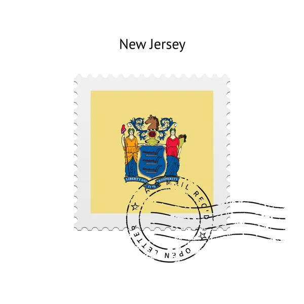 Sello postal de la bandera del estado de Nueva Jersey . — Vector de stock